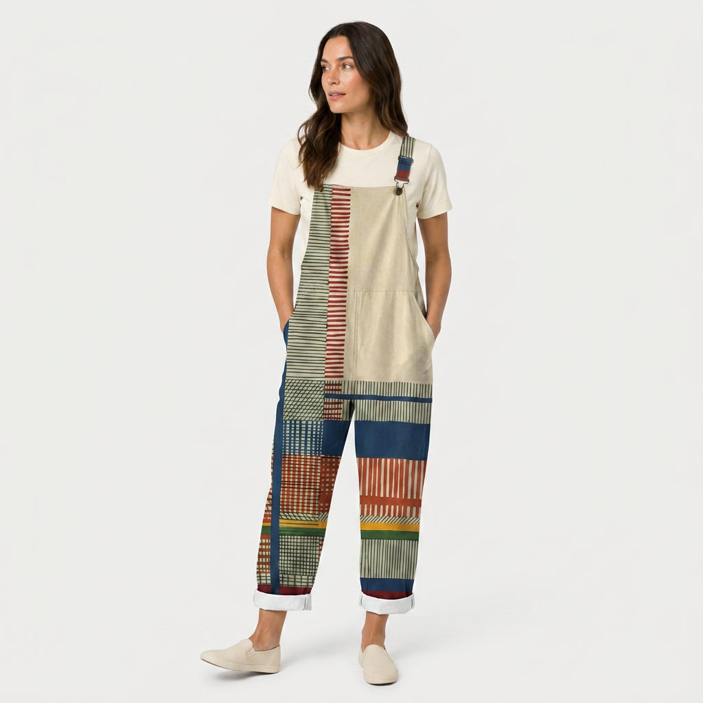 Women's Quilted Overalls – Relaxed, Cropped Length