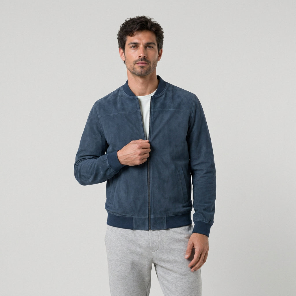 Men's Washed Bomber Jacket – Ribbed Trim