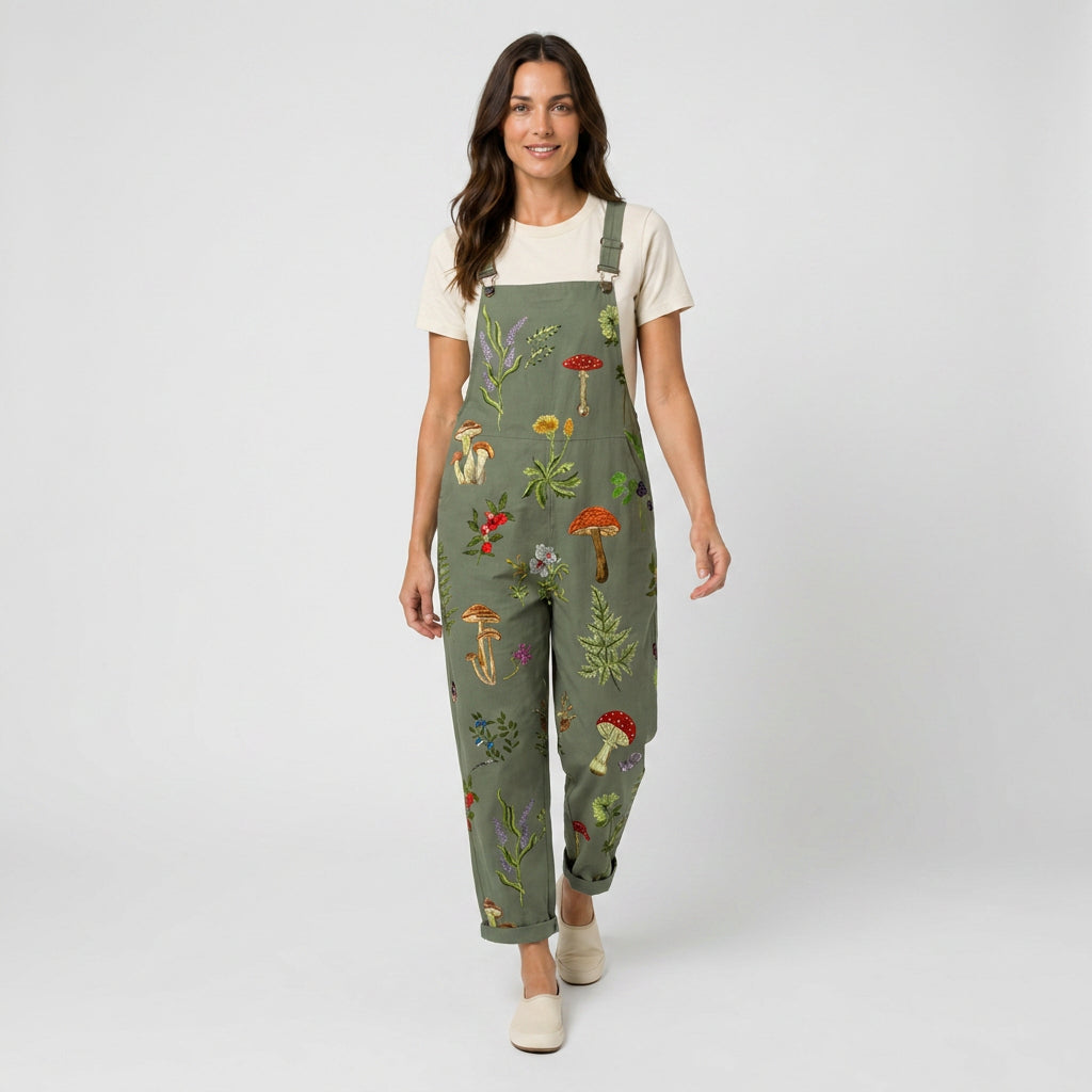 Women's Quilted Overalls – Relaxed, Cropped Length