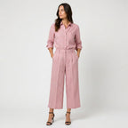 Women's Relaxed Linen Breathable Co-Ord Set – Wide-Leg Trousers