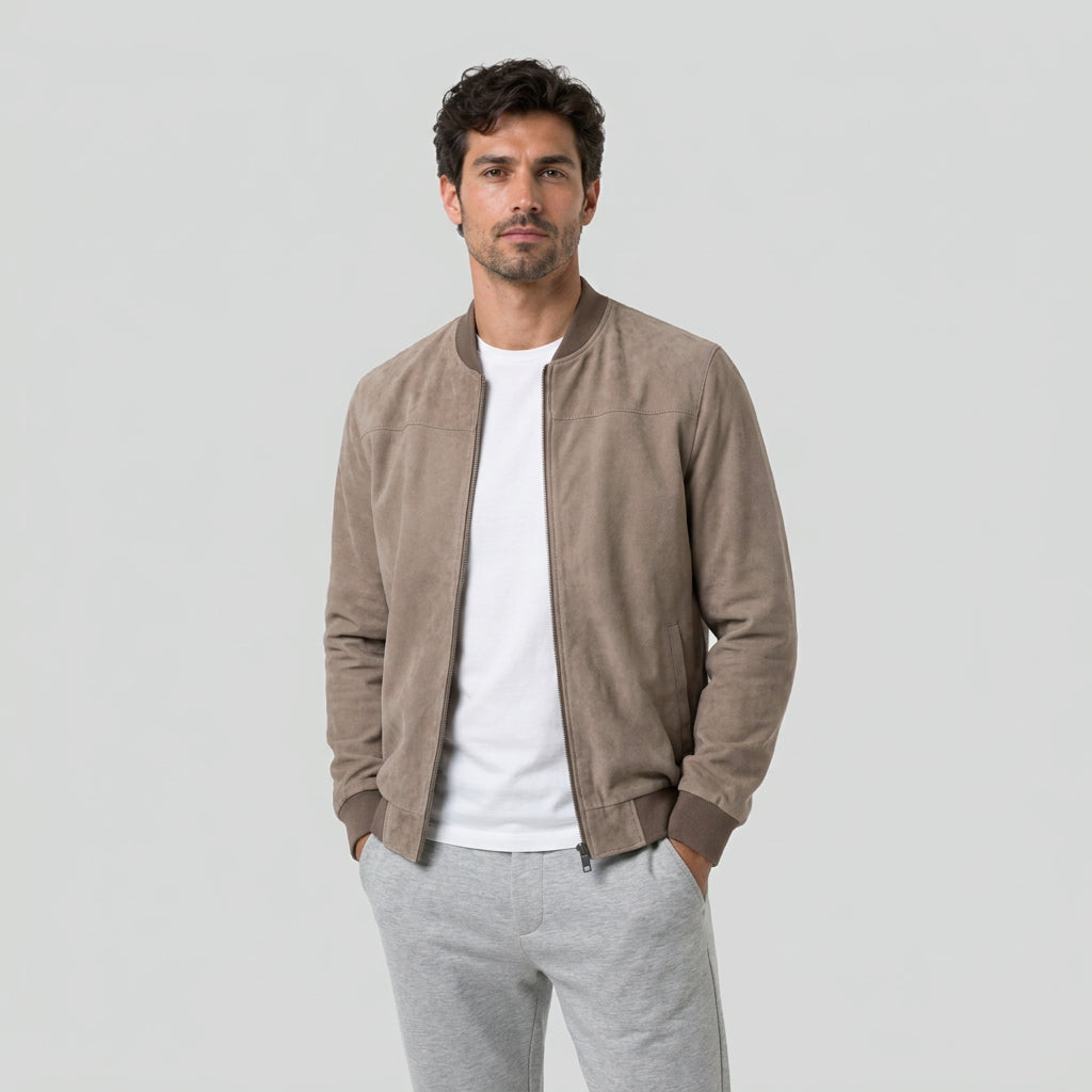 Men's Washed Bomber Jacket – Ribbed Trim