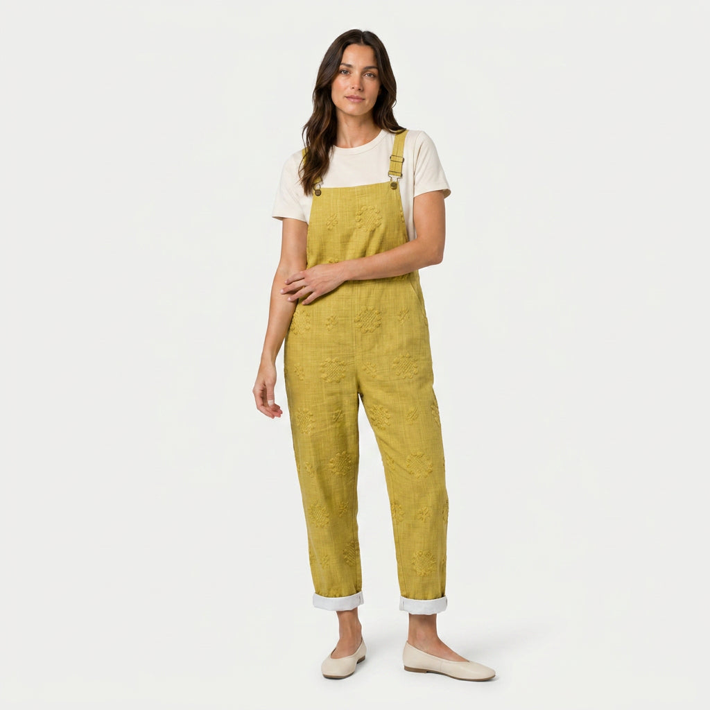 Women's Quilted Overalls – Relaxed, Cropped Length