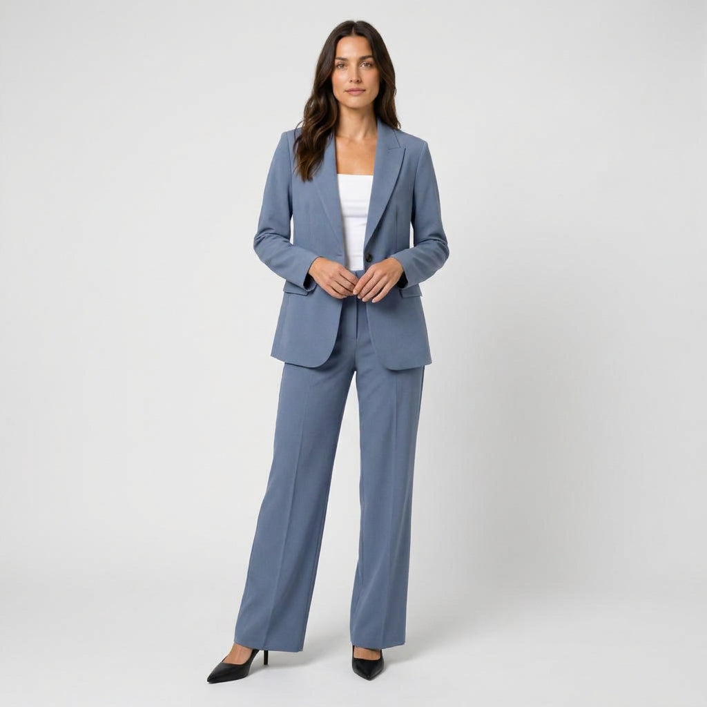 Women's Tailored Suit – Single-Breasted Blazer, Wide-Leg Trousers