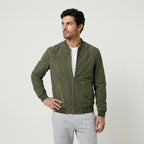 Men's Washed Bomber Jacket – Ribbed Trim