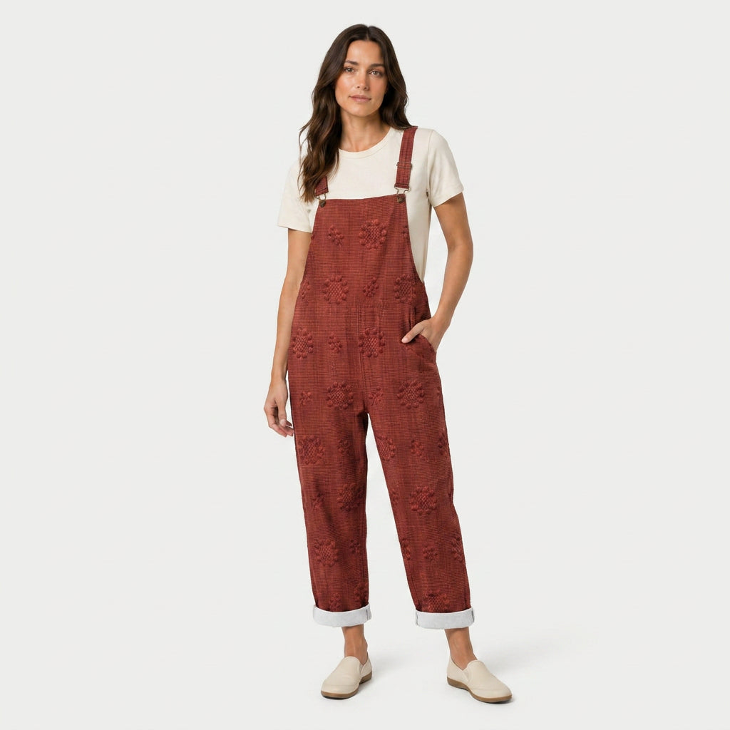 Women's Quilted Overalls – Relaxed, Cropped Length