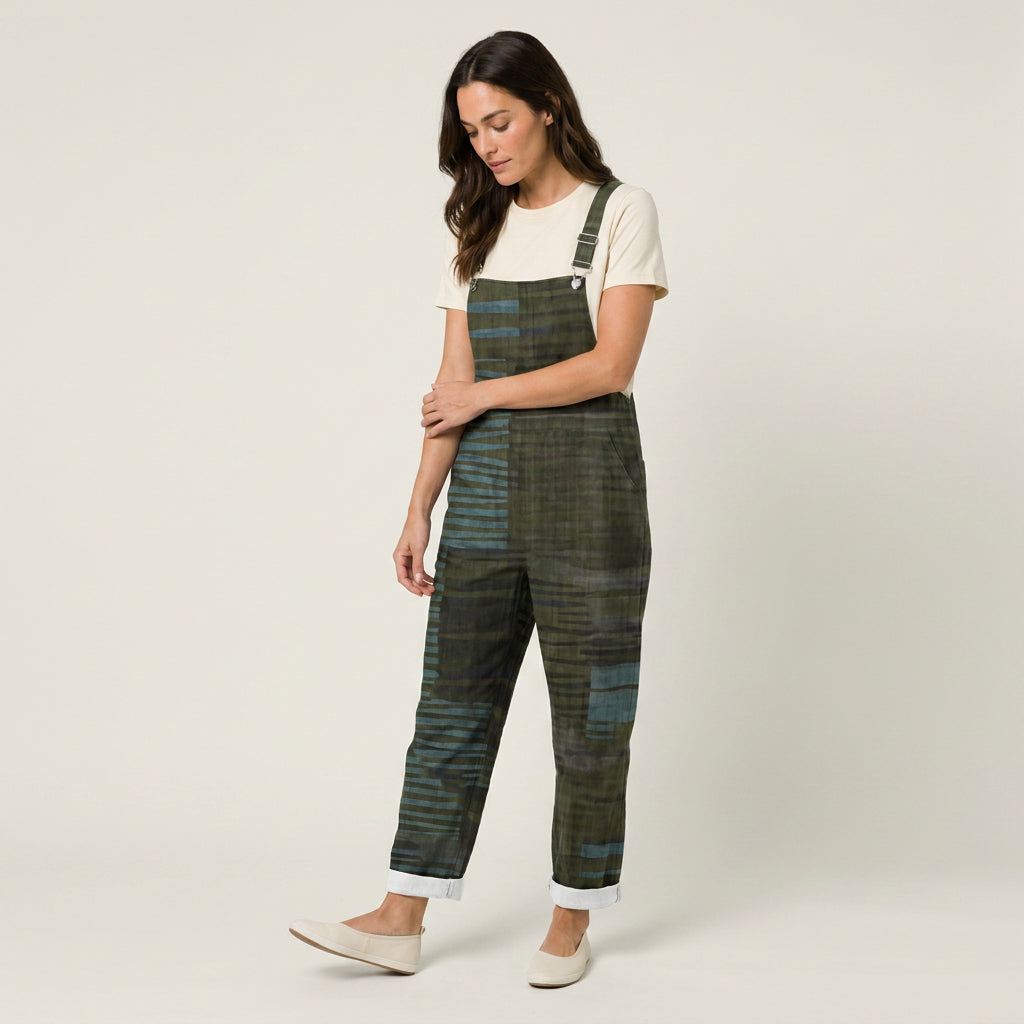 Women's Quilted Overalls – Relaxed, Cropped Length