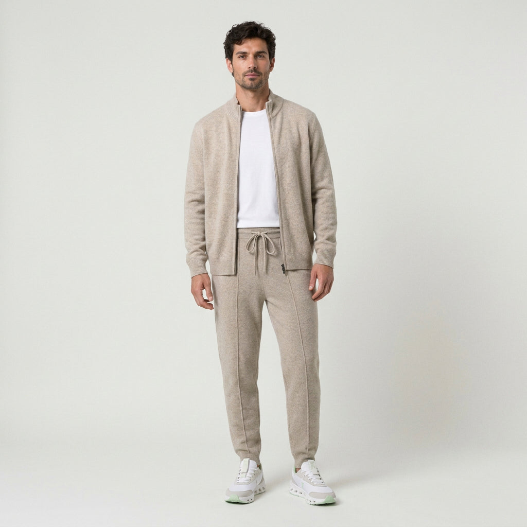 Men's Cashmere Zip Cardigan & Jogger Set – Relaxed Fit