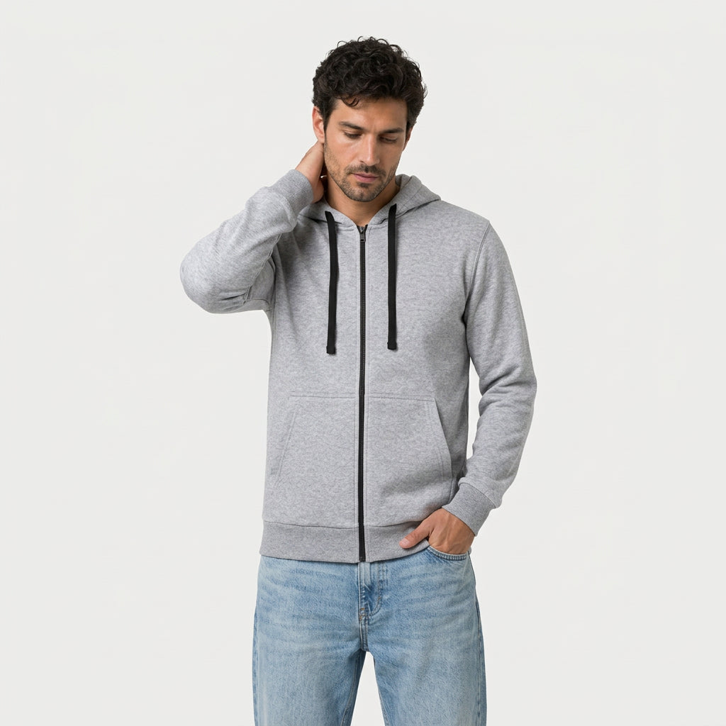 Men's Heathered Knit Zip Hoodie – Kangaroo Pocket