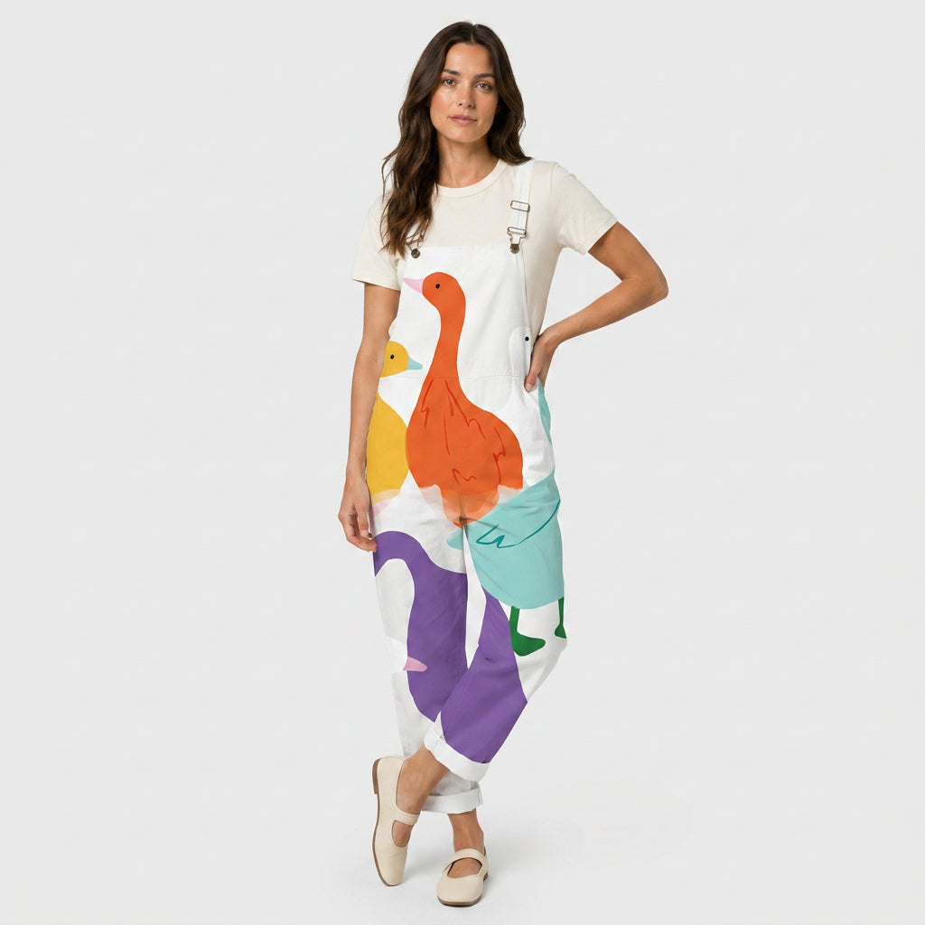 Women's Quilted Overalls – Relaxed, Cropped Length