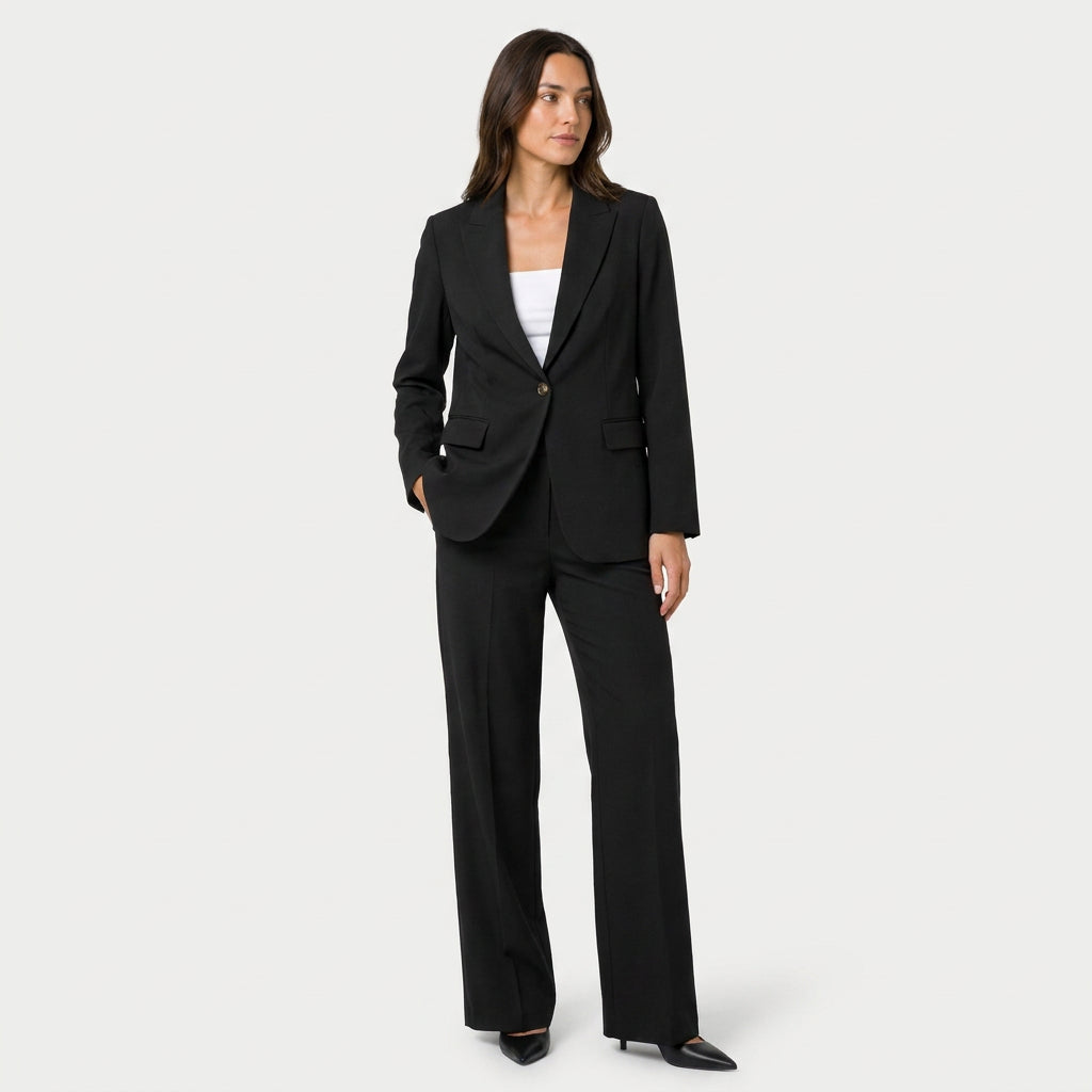 Women's Tailored Suit – Single-Breasted Blazer, Wide-Leg Trousers