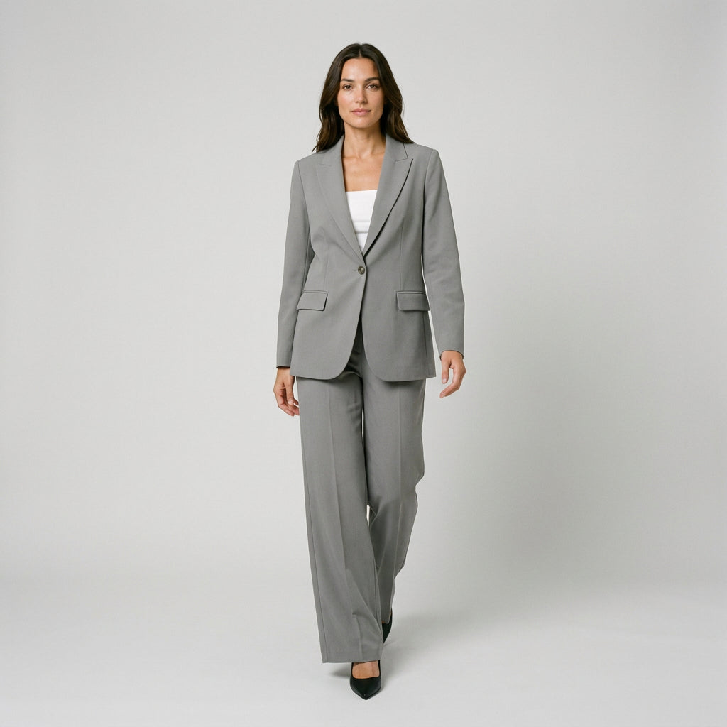 Women's Tailored Suit – Single-Breasted Blazer, Wide-Leg Trousers