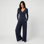 Women's Wrap Top & Wide-Leg Trouser Co-Ord Set – Pleated