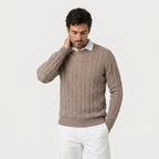 Men's Classic Cable Knit Crew Sweater – Textured