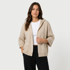 Women's Hooded Open Oversized Cardigan – 3/4 Sleeves