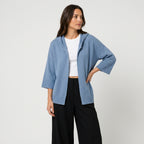 Women's Hooded Open Oversized Cardigan – 3/4 Sleeves