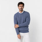 Men's Classic Cable Knit Crew Sweater – Textured