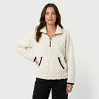Women's Relaxed Quilted Pullover – Textured Half-Zip