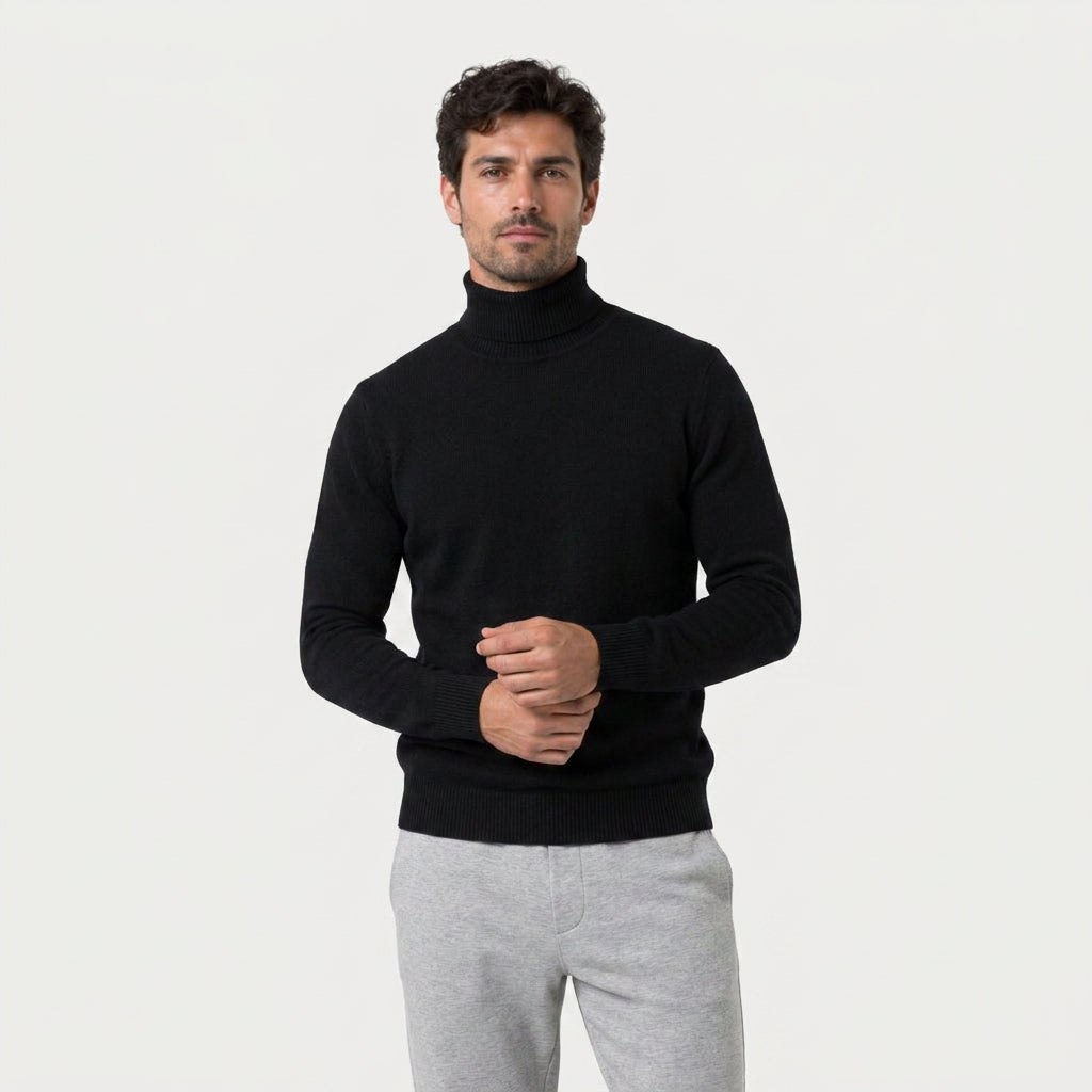 Men's Fine Knit Turtleneck Sweater – Regular Fit