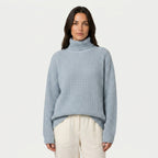 Women's Ribbed Chunky Knit Turtleneck Sweater – Relaxed Fit