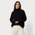 Women's Ribbed Chunky Knit Turtleneck Sweater – Relaxed Fit