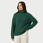 Women's Ribbed Chunky Knit Turtleneck Sweater – Relaxed Fit