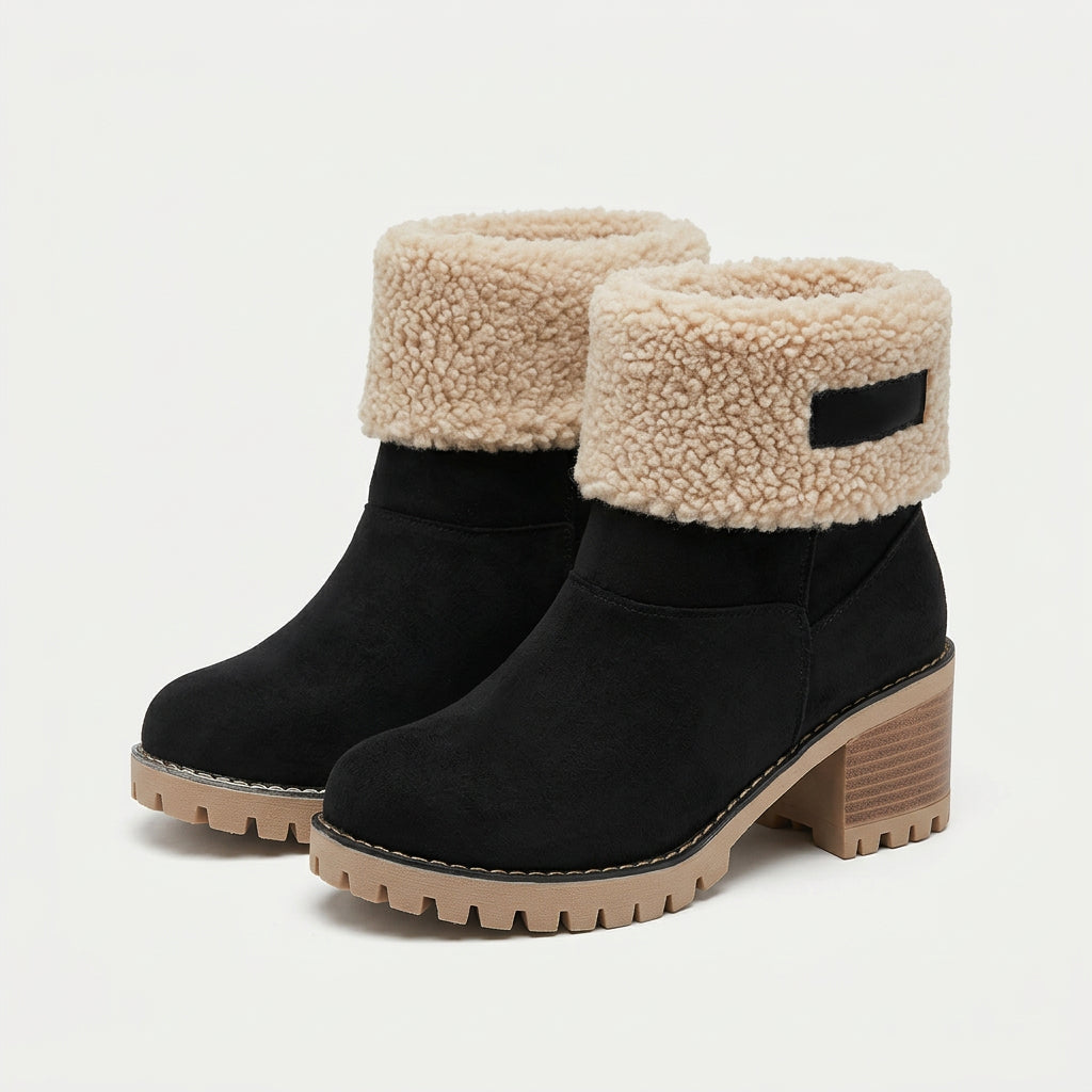 Women's Sherpa Cuff Lug-Sole Mid-Calf Boot – Block Heel