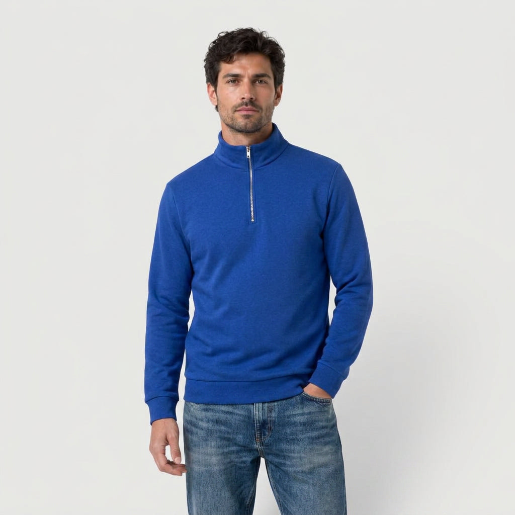 Men's Quarter-Zip Sweatshirt – Stand Collar, Brushed Fleece