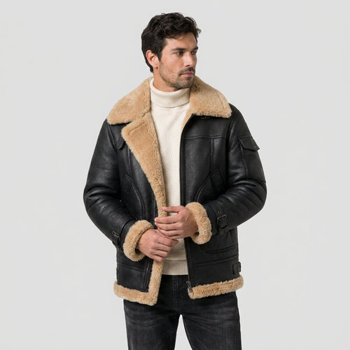 Men's Leather Aviator Jacket – Sherpa-Lined
