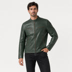 Men's Fitted Faux Leather Jacket – Zip Pockets