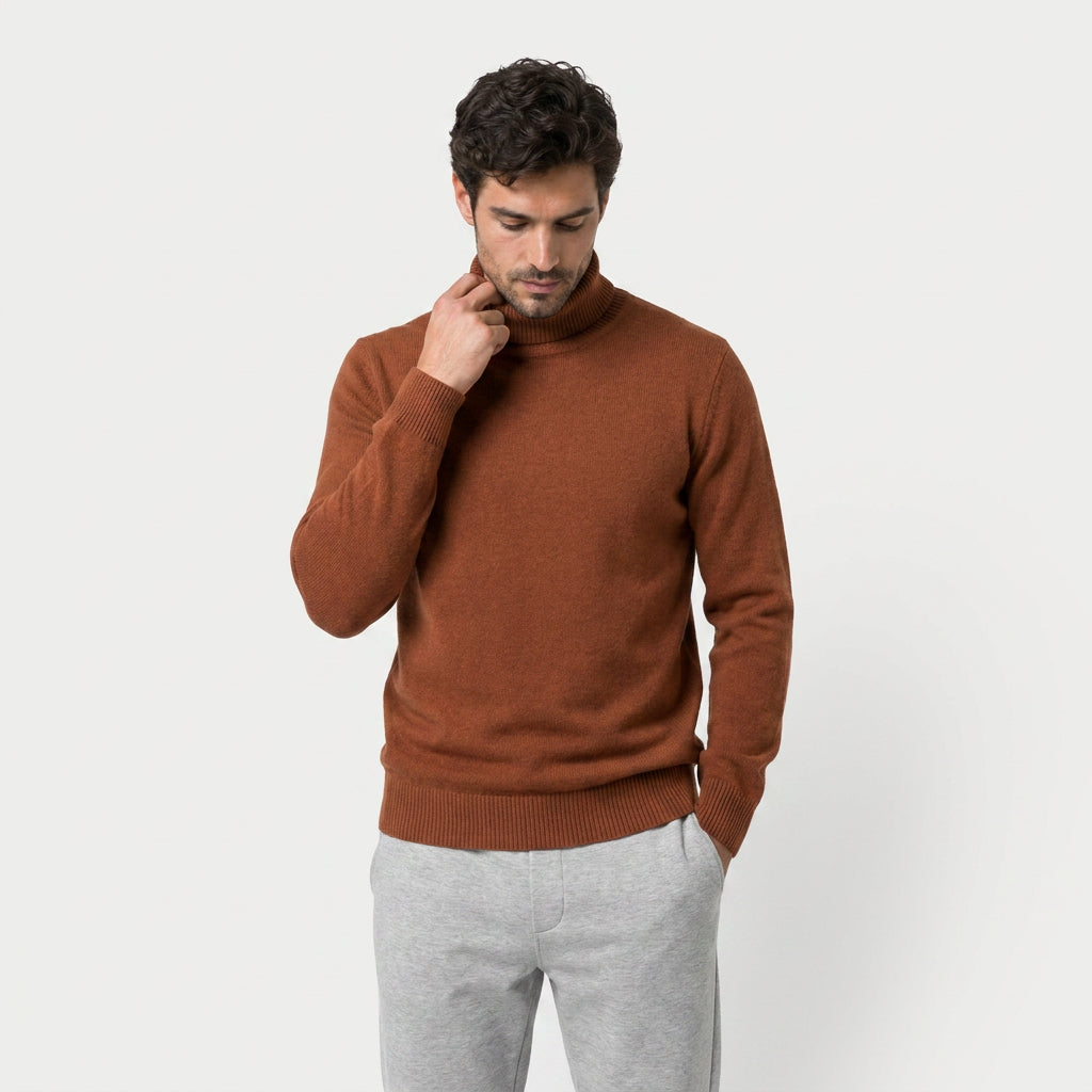 Men's Fine Knit Turtleneck Sweater – Regular Fit