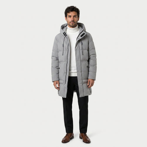 Men's Long Quilted Puffer Coat – Hooded