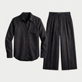 Women's Relaxed Linen Breathable Co-Ord Set – Wide-Leg Trousers