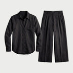 Women's Relaxed Linen Breathable Co-Ord Set – Wide-Leg Trousers