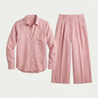 Women's Relaxed Linen Breathable Co-Ord Set – Wide-Leg Trousers