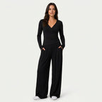 Women's Wrap Top & Wide-Leg Trouser Co-Ord Set – Pleated