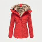 Women's Quilted Puffer Coat – Fur-Trimmed Hood, Mid-Thigh Length