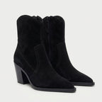 Women's Suede Pointed-Toe Block Heel Boot – Ankle Height