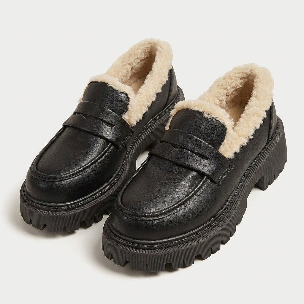 Women's Sherpa-Lined Platform Loafer – Lug Sole