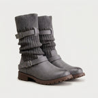 Women's Buckled Knit Cuff Mid-Calf Boot – Lug Sole