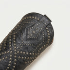 Women's Leather Studded Western Knee Boot – Block Heel