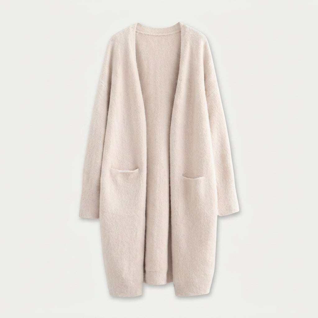 Women's Fuzzy Knit Longline Cardigan – Open Front