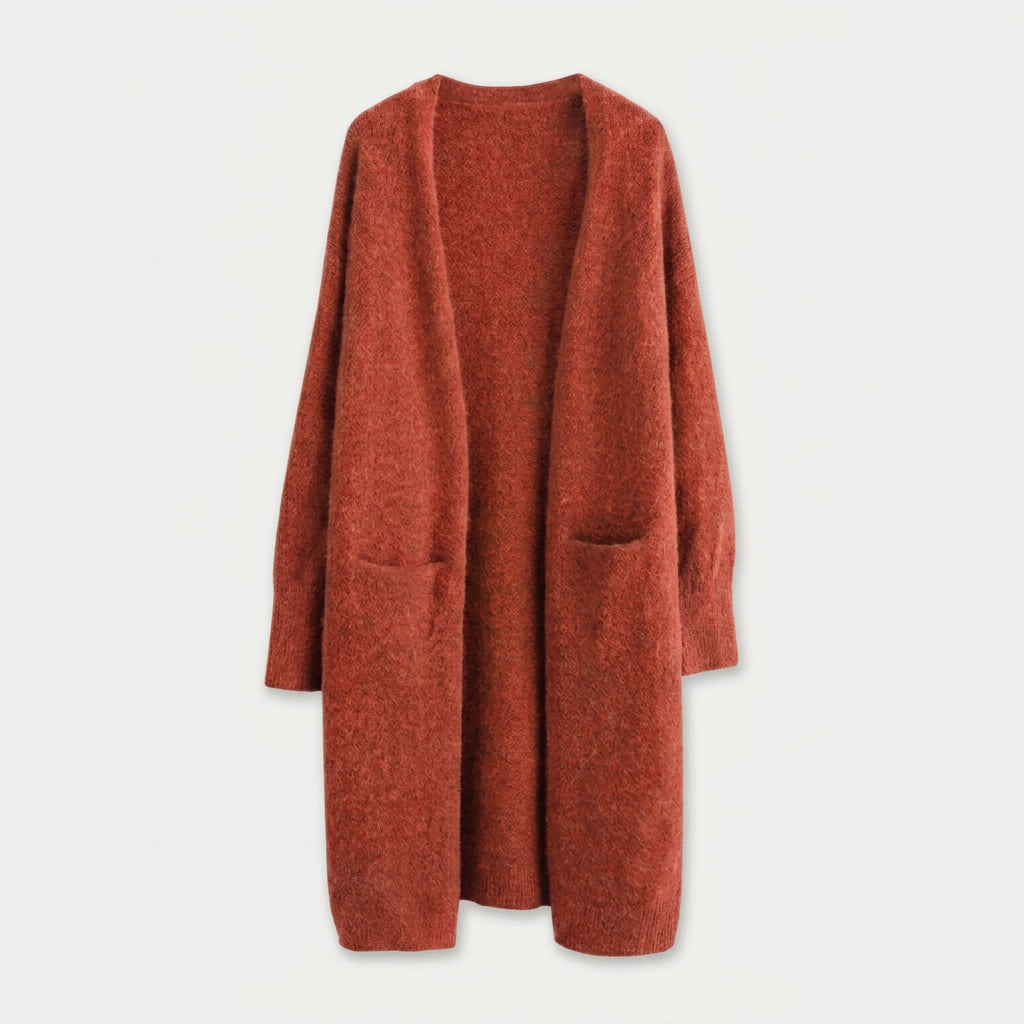 Women's Fuzzy Knit Longline Cardigan – Open Front
