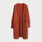 Women's Fuzzy Knit Longline Cardigan – Open Front