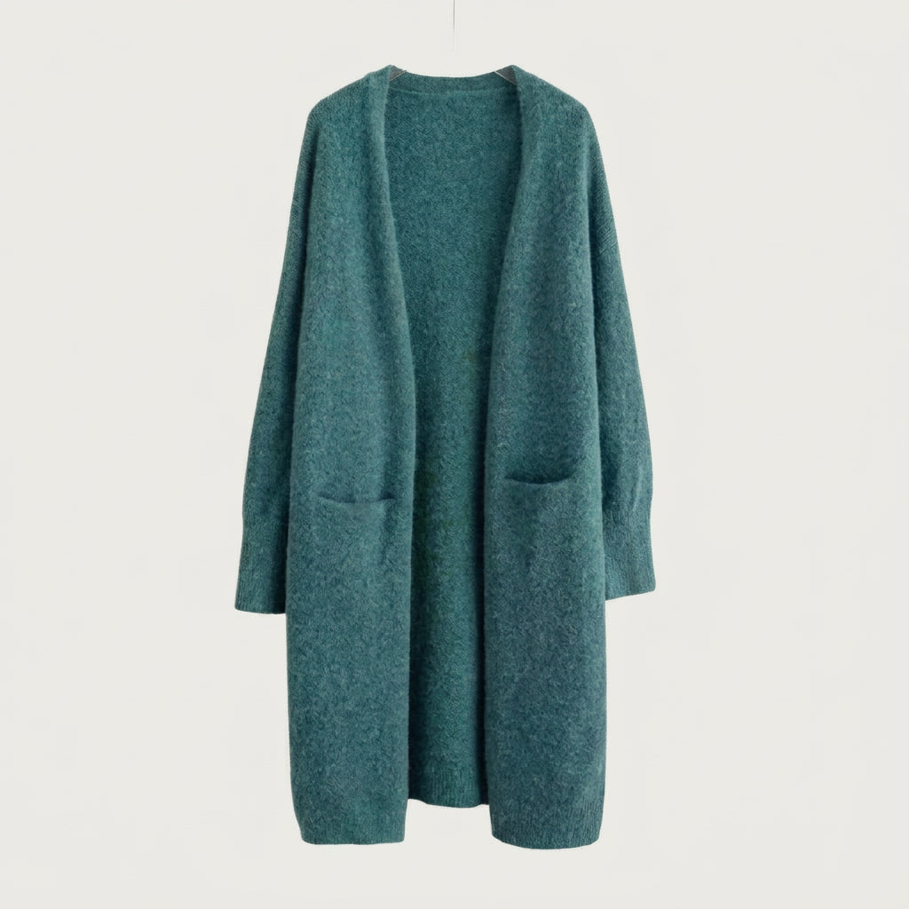 Women's Fuzzy Knit Longline Cardigan – Open Front
