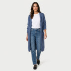 Women's Fuzzy Knit Longline Cardigan – Open Front