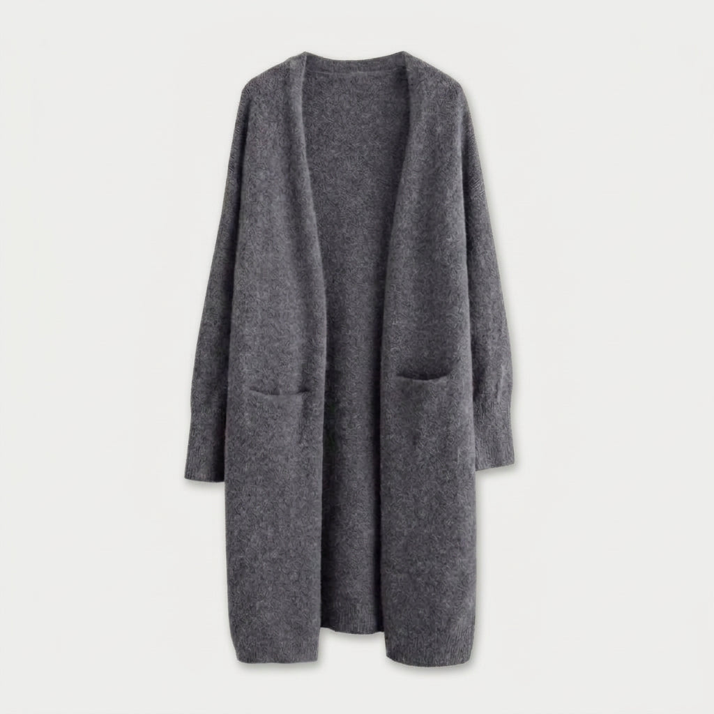 Women's Fuzzy Knit Longline Cardigan – Open Front