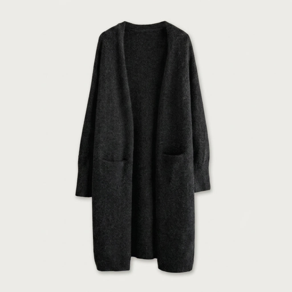 Women's Fuzzy Knit Longline Cardigan – Open Front
