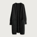 Women's Fuzzy Knit Longline Cardigan – Open Front