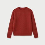 Women's Cable Knit Sweater – Crew Neck, Cropped