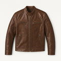 Men's Fitted Faux Leather Jacket – Zip Pockets